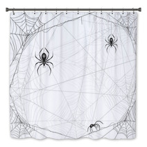 Halloween Background With Spiders And Cobwebs Bath Decor 222881328