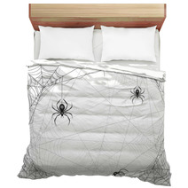 Halloween Background With Spiders And Cobwebs Bedding 222881328