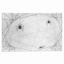 Halloween Background With Spiders And Cobwebs Rugs 222881328