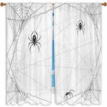Halloween Background With Spiders And Cobwebs Window Curtains 222881328