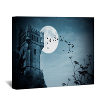 Halloween Castillo Con Luna Noche Wall Art 45847814