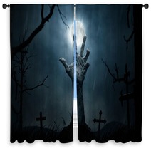 Halloween Dead Hand Coming Out From The Soil Window Curtains 63304760