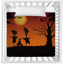 Halloween Landscape Scarecrows And Pumpkin Nursery Decor 68212298