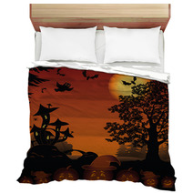 Halloween Landscape With Pumpkins Jack o lantern Bedding 68238929