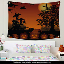 Halloween Landscape With Pumpkins Jack o lantern Wall Art 68238929
