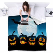 Halloween Night With Pumpkins Blankets 56618669