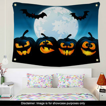Halloween Night With Pumpkins Wall Art 56618669