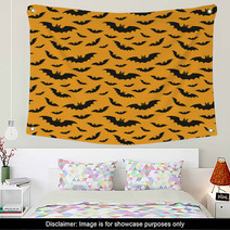 Halloween Pattern With Bats Wall Art 120401953