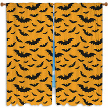 Halloween Pattern With Bats Window Curtains 120401953