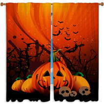 Halloween Pumpkin Vector Window Curtains 26152840
