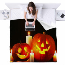 Halloween Pumpkins And Candles Blankets 57083373