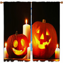 Halloween Pumpkins And Candles Window Curtains 57083373
