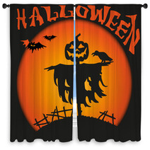 Halloween Scarecrow Window Curtains 67190176