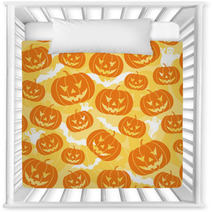 Halloween Seamless Background With Pumpkin, Vector Nursery Decor 4421646