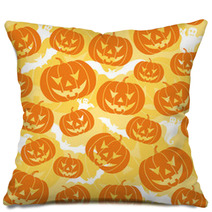 Halloween Seamless Background With Pumpkin, Vector Pillows 4421646