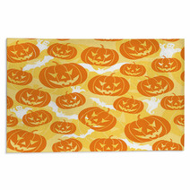 Halloween Seamless Background With Pumpkin, Vector Rugs 4421646
