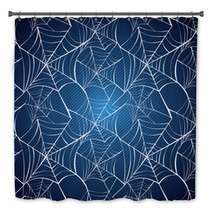 Halloween Spider Web Seamless Pattern Blue Background EPS10 File Bath Decor 56241114