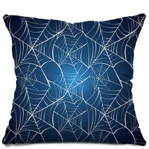 Halloween Spider Web Seamless Pattern Blue Background EPS10 File Pillows 56241114