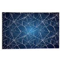 Halloween Spider Web Seamless Pattern Blue Background EPS10 File Rugs 56241114