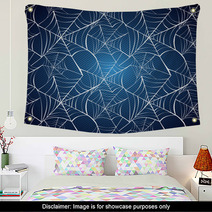 Halloween Spider Web Seamless Pattern Blue Background EPS10 File Wall Art 56241114