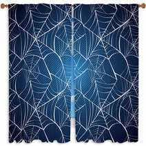 Halloween Spider Web Seamless Pattern Blue Background EPS10 File Window Curtains 56241114