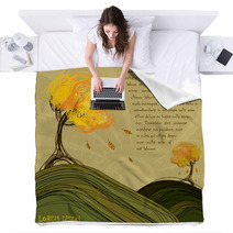 Hand-draw Autumn Background Design Blankets 16414232