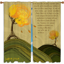 Hand-draw Autumn Background Design Window Curtains 16414232