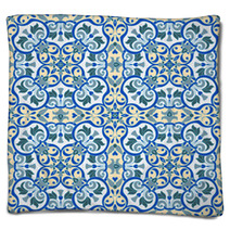 Hand Drawing Tile Color Seamless Parttern Italian Majolica Style Blankets 87656387