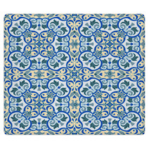 Hand Drawing Tile Color Seamless Parttern Italian Majolica Style Rugs 87656387