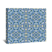 Hand Drawing Tile Color Seamless Parttern Italian Majolica Style Wall Art 87656387