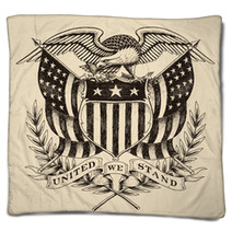 Hand Drawn American Eagle Linework Blankets 61291625