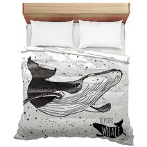 Hand Drawn Grunge Watercolor Whale Vector Illustration Logo Bedding 78478770