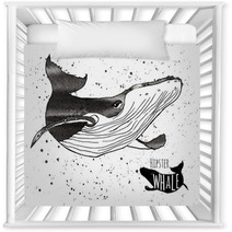 Hand Drawn Grunge Watercolor Whale Vector Illustration Logo Nursery Decor 78478770