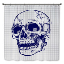 Hand Drawn Skull Sketch Vector On Notebook Page Bath Decor 116944692