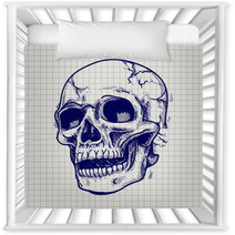 Hand Drawn Skull Sketch Vector On Notebook Page Nursery Decor 116944692
