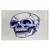 Hand Drawn Skull Sketch Vector On Notebook Page Rugs 116944692