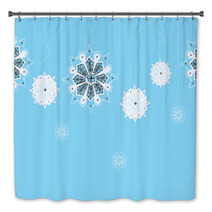 Hand-drawn Snowflakes On Seamless Vertical String Bath Decor 68717723
