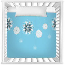 Hand-drawn Snowflakes On Seamless Vertical String Nursery Decor 68717723