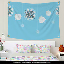 Hand-drawn Snowflakes On Seamless Vertical String Wall Art 68717723