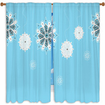 Hand-drawn Snowflakes On Seamless Vertical String Window Curtains 68717723