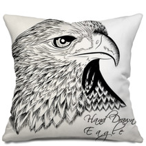 Hand Drawn Vector Eagle Close Up Pillows 70447182