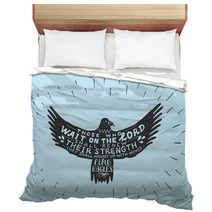 Hand Lettering With Bible Verse Those Who Wait On The Lord Shall Renew Their Strength Made On Eagle Bedding 224700904