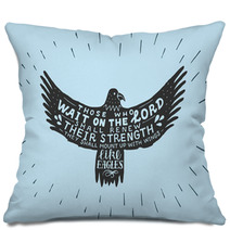 Hand Lettering With Bible Verse Those Who Wait On The Lord Shall Renew Their Strength Made On Eagle Pillows 224700904