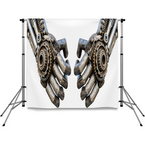 Hand Of Metallic Cyber Or Robot Made From Mechanical Ratchets Bo Backdrops 63061924