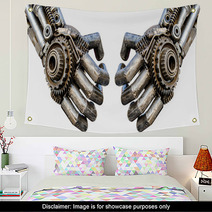 Hand Of Metallic Cyber Or Robot Made From Mechanical Ratchets Bo Wall Art 63061924