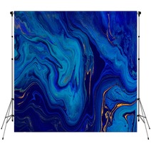 Hand Painted Background With Mixed Liquid Blue And Golden Paints Abstract Fluid Acrylic Painting Modern Art Marbled Blue Abstract Background Liquid Marble Pattern Backdrops 271684243