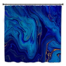 Hand Painted Background With Mixed Liquid Blue And Golden Paints Abstract Fluid Acrylic Painting Modern Art Marbled Blue Abstract Background Liquid Marble Pattern Bath Decor 271684243