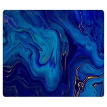 Hand Painted Background With Mixed Liquid Blue And Golden Paints Abstract Fluid Acrylic Painting Modern Art Marbled Blue Abstract Background Liquid Marble Pattern Rugs 271684243