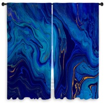 Hand Painted Background With Mixed Liquid Blue And Golden Paints Abstract Fluid Acrylic Painting Modern Art Marbled Blue Abstract Background Liquid Marble Pattern Window Curtains 271684243