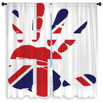 Hand Print Of Great Britain Window Curtains 40272817